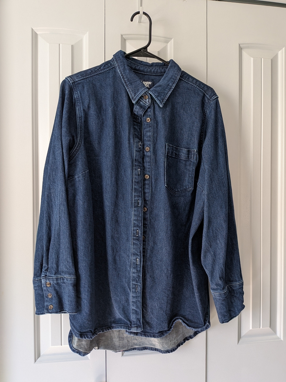 Lands End Blue Denim Button-Up Shirt